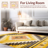 Ultra Soft Area Rug, Non Slip, Stain Resistant, Washable Area Rugs for Living Room, Bedroom, Vintage Tribal Patterned Aesthetic(Yellow)