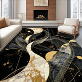 Ultra Soft Area Rug, Non Slip, Stain Resistant, Washable Area Rugs for Living Room, Bedroom, Unique Abstract Artistic Flair(Black)