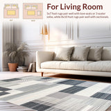 Ultra Soft Area Rug, Non Slip, Stain Resistant, Washable Area Rugs for Living Room, Bedroom, Sleek Neutral Tone Striping(Gray)
