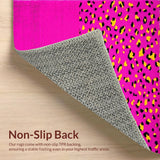 Ultra Soft Area Rug, Non Slip, Stain Resistant, Washable Area Rugs for Living Room, Bedroom, Charming Colorful Jungle Theme(Pink)