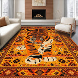 Ultra Soft Area Rug, Non Slip, Stain Resistant, Washable Area Rugs for Living Room, Bedroom, Bold Orange Playful Design Theme(Orange)