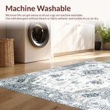 Ultra Soft Area Rug, Non Slip, Stain Resistant, Washable Area Rugs for Living Room, Bedroom, Sophisticated Vintage Trellis Look(White)