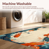 Ultra Soft Area Rug, Non Slip, Stain Resistant, Washable Area Rugs for Living Room, Bedroom, Dynamic Colorful Aquatic Theme(Orange)