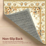 Ultra Soft Area Rug, Non Slip, Stain Resistant, Washable Area Rugs for Living Room, Bedroom, Chic Floral Design Area with Intricate Paisley(Beige)