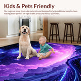 Ultra Soft Area Rug, Non Slip, Stain Resistant, Washable Area Rugs for Living Room, Bedroom, Dynamic Astral Color Burst Layout(Purple)