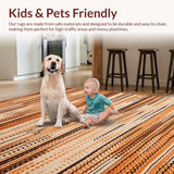 Ultra Soft Area Rug, Non Slip, Stain Resistant, Washable Area Rugs for Living Room, Bedroom, Eclectic Warm Tones Woven Artistry(Orange)