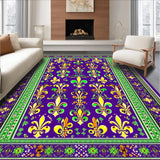 Ultra Soft Area Rug, Non Slip, Stain Resistant, Washable Area Rugs for Living Room, Bedroom, Contemporary Fleur-De-Lis Theme(Purple)