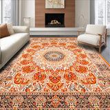 Ultra Soft Area Rug, Non Slip, Stain Resistant, Washable Area Rugs for Living Room, Bedroom, Stylish Whimsical Fringe Accents(Orange)