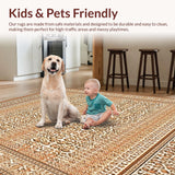 Ultra Soft Area Rug, Non Slip, Stain Resistant, Washable Area Rugs for Living Room, Bedroom, Abstract Leopard Print Area with Elegant and Natural Tones(Orange)