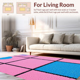 Ultra Soft Area Rug, Non Slip, Stain Resistant, Washable Area Rugs for Living Room, Bedroom, Delicate Soft Tone Interactive Design(Pink)