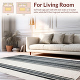 Ultra Soft Area Rug, Non Slip, Stain Resistant, Washable Area Rugs for Living Room, Bedroom, Classic Porch Layering Rug Graphic Stripe Design Entrance Accent Mat(Gray)