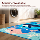 Ultra Soft Area Rug, Non Slip, Stain Resistant, Washable Area Rugs for Living Room, Bedroom, Bright Childlike Ocean Scene(Blue)