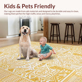 Ultra Soft Area Rug, Non Slip, Stain Resistant, Washable Area Rugs for Living Room, Bedroom, Chic Cozy Crochet Aesthetic(Gold)