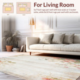 Ultra Soft Area Rug, Non Slip, Stain Resistant, Washable Area Rugs for Living Room, Bedroom, Distressed Vintage Style Beige Area Printed Floral(Beige)