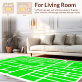 Ultra Soft Area Rug, Non Slip, Stain Resistant, Washable Area Rugs for Living Room, Bedroom, Interactive Green City Map Playroom Rug(Green)