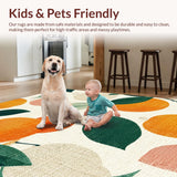 Ultra Soft Area Rug, Non Slip, Stain Resistant, Washable Area Rugs for Living Room, Bedroom, Orange Green White Blush Bright Area Rug Fruit Silhouette Design(Orange)