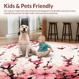 Ultra Soft Area Rug, Non Slip, Stain Resistant, Washable Area Rugs for Living Room, Bedroom, Lush Garden Inspired Accent Piece(Pink)