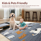 Ultra Soft Area Rug, Non Slip, Stain Resistant, Washable Area Rugs for Living Room, Bedroom, Playful Cartoonish Animal Pattern(Gray)