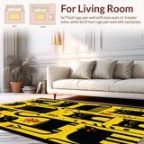 Ultra Soft Area Rug, Non Slip, Stain Resistant, Washable Area Rugs for Living Room, Bedroom, Elegant Black and Yellow Contrast(Yellow)