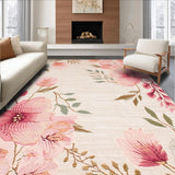 Ultra Soft Area Rug, Non Slip, Stain Resistant, Washable Area Rugs for Living Room, Bedroom, Charming Abstract Floral Motif(Ivory)