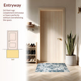 Ultra Soft Area Rug, Non Slip, Stain Resistant, Washable Area Rugs for Living Room, Bedroom, Rustic Distressed Tiled Design(White)