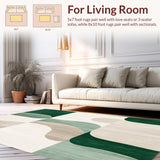 Indoor Non Shedding Beige Green Modern Abstract Area(Green)