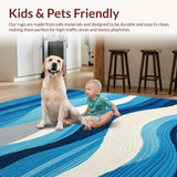 Ultra Soft Area Rug, Non Slip, Stain Resistant, Washable Area Rugs for Living Room, Bedroom, Serene Coastal Abstract Design(Blue)