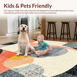 Ultra Soft Area Rug, Non Slip, Stain Resistant, Washable Area Rugs for Living Room, Bedroom, Contemporary Area Rug with Peach, Charcoal, and Cream Motifs(Gray)