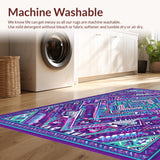Ultra Soft Area Rug, Non Slip, Stain Resistant, Washable Area Rugs for Living Room, Bedroom, Lively Round Ethnic Weave(Purple)