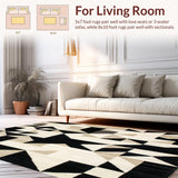 Ultra Soft Area Rug, Non Slip, Stain Resistant, Washable Area Rugs for Living Room, Bedroom, Bold Geometric Triangles in Monochrome Contrast(Beige)
