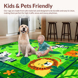 Ultra Soft Area Rug, Non Slip, Stain Resistant, Washable Area Rugs for Living Room, Bedroom, Lively Multicolor Animal Print(Green)