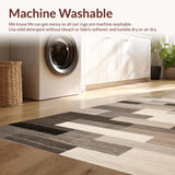 Ultra Soft Area Rug, Non Slip, Stain Resistant, Washable Area Rugs for Living Room, Bedroom, Modern Soft Neutral Geometric Shapes(Beige)