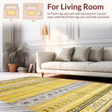 Ultra Soft Area Rug, Non Slip, Stain Resistant, Washable Area Rugs for Living Room, Bedroom, Sunny Abstract Lattice Elegance(Yellow)