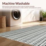 Ultra Soft Area Rug, Non Slip, Stain Resistant, Washable Area Rugs for Living Room, Bedroom, 6x9 Striped Carpet, Black and White Tassel Rug, Patented Washable Design(Black)