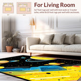 Ultra Soft Area Rug, Non Slip, Stain Resistant, Washable Area Rugs for Living Room, Bedroom, Galactic Cartoon Planet Motif(Yellow)