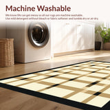 Ultra Soft Area Rug, Non Slip, Stain Resistant, Washable Area Rugs for Living Room, Bedroom, Elegant Neutral Toned Checkerboard(Beige)