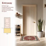 Ultra Soft Area Rug, Non Slip, Stain Resistant, Washable Area Rugs for Living Room, Bedroom, Red Beige Area(Red)