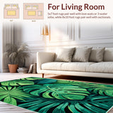 Ultra Soft Area Rug, Non Slip, Stain Resistant, Washable Area Rugs for Living Room, Bedroom, Monstera Leaf Bathroom Accent Rug Washable(Green)