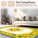 Ultra Soft Area Rug, Non Slip, Stain Resistant, Washable Area Rugs for Living Room, Bedroom, Playful Multi-Hued Swirl Aesthetic(Yellow)