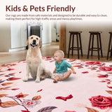 Ultra Soft Area Rug, Non Slip, Stain Resistant, Washable Area Rugs for Living Room, Bedroom, Vibrant Rosebud Textured Delight(Pink)