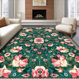 Ultra Soft Area Rug, Non Slip, Stain Resistant, Washable Area Rugs for Living Room, Bedroom, Playful Multi-Colored Medallion Blend(Green)
