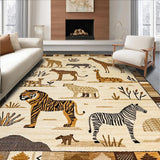 Ultra Soft Area Rug, Non Slip, Stain Resistant, Washable Area Rugs for Living Room, Bedroom, Foldable Adventurous Animal Kingdom Mat(Beige)
