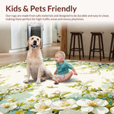 Ultra Soft Area Rug, Non Slip, Stain Resistant, Washable Area Rugs for Living Room, Bedroom, Vivid Floral Islamic Prayer Mat for Ramadan Travel(White)