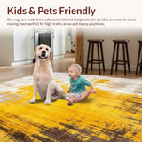 Ultra Soft Area Rug, Non Slip, Stain Resistant, Washable Area Rugs for Living Room, Bedroom, Rustic Painted Area Faux Wool Entrance Non Skid Door Mat(Yellow)