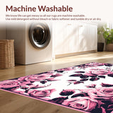 Ultra Soft Area Rug, Non Slip, Stain Resistant, Washable Area Rugs for Living Room, Bedroom, Artistic Garden Inspired Bath Mat(Pink)