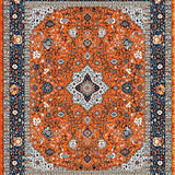 Ultra Soft Area Rug, Non Slip, Stain Resistant, Washable Area Rugs for Living Room, Bedroom, Modern Abstract Floral Fusion(Orange)