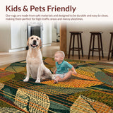 Ultra Soft Area Rug, Non Slip, Stain Resistant, Washable Area Rugs for Living Room, Bedroom, Striking Cute Geometric Arrangement(Brown)