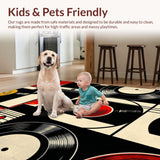Ultra Soft Area Rug, Non Slip, Stain Resistant, Washable Area Rugs for Living Room, Bedroom, Farmhouse Record Outdoor Mat with Nostalgic Design(Red)
