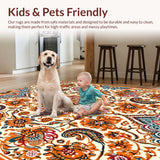 Ultra Soft Area Rug, Non Slip, Stain Resistant, Washable Area Rugs for Living Room, Bedroom, Rustic Orange Living Room Stain-Resistant Rug(Beige)