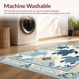 Ultra Soft Area Rug, Non Slip, Stain Resistant, Washable Area Rugs for Living Room, Bedroom, Elegant Neutral Sea Life Motif(White)